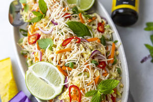 Fried Noodle Salad with Mint, Chilli and Lime