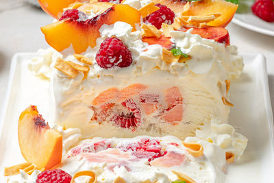 Peach Melba Ice Cream Log with Crunchy Fried Noodles recipe from Changs