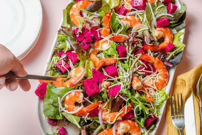 Dragon Fruit Salad with Prawns recipe from Changs