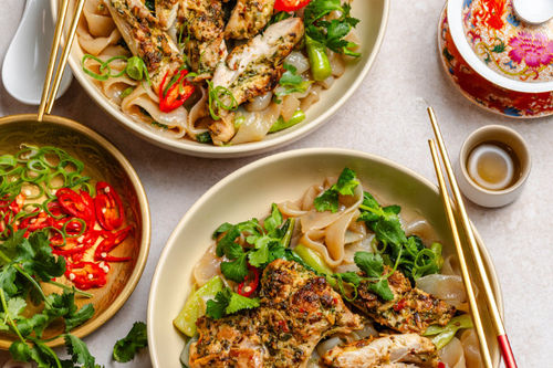Lemongrass Chicken with Stir-Fried Greens & Super Lo-Cal Noodles recipe from Changs