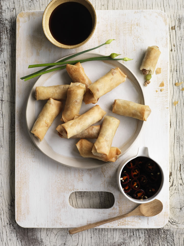 Chicken and Celery Spring Rolls