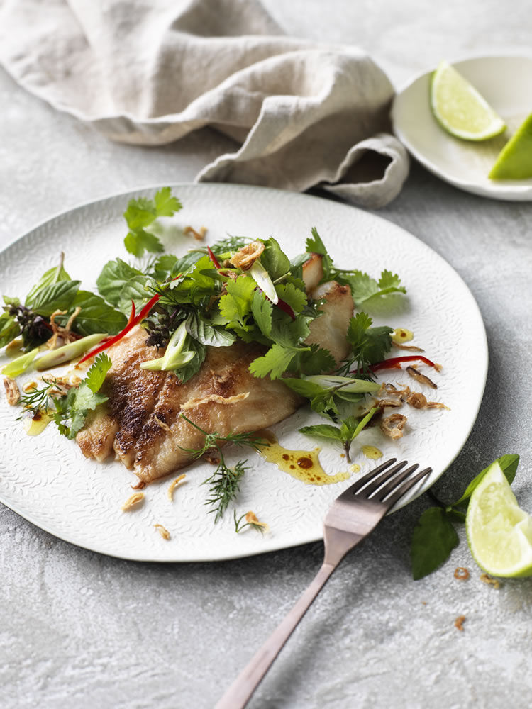 Quick Pan-Fried Fish with a Fresh Herb Salad