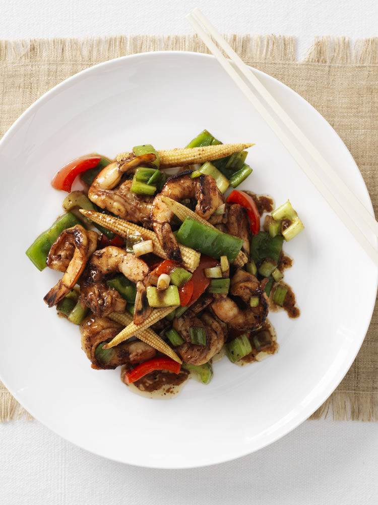 Stir Fried Prawns and Vegetables with Hoisin