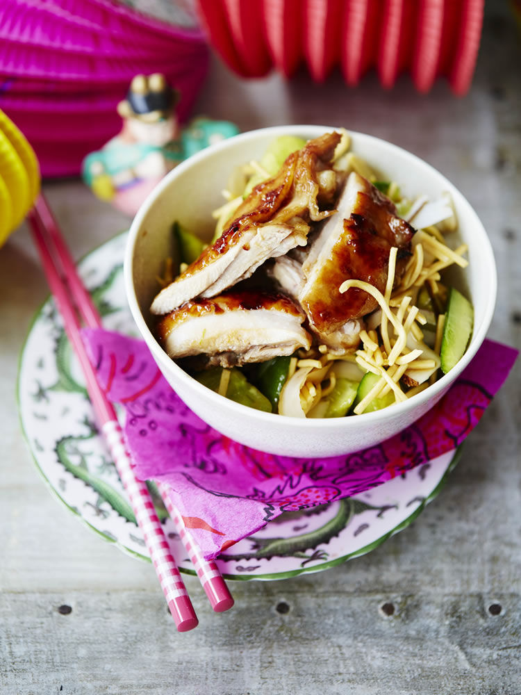 Lime and Ginger Chicken with Cucumber and Coconut Noodle Salad