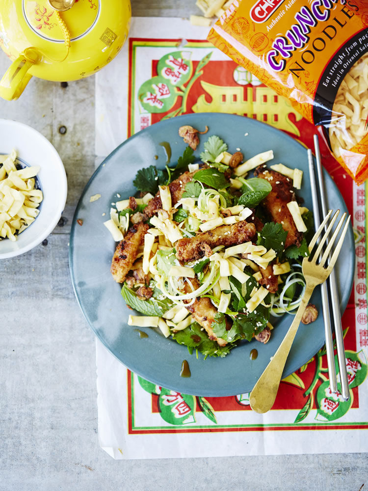 Sesame and Miso Glazed Chicken with Fresh and Crunchy Noodle Salad