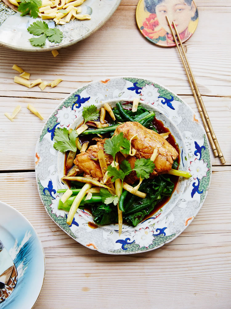 Chinese Master Stock Poached Barramundi and Crunchy Noodles