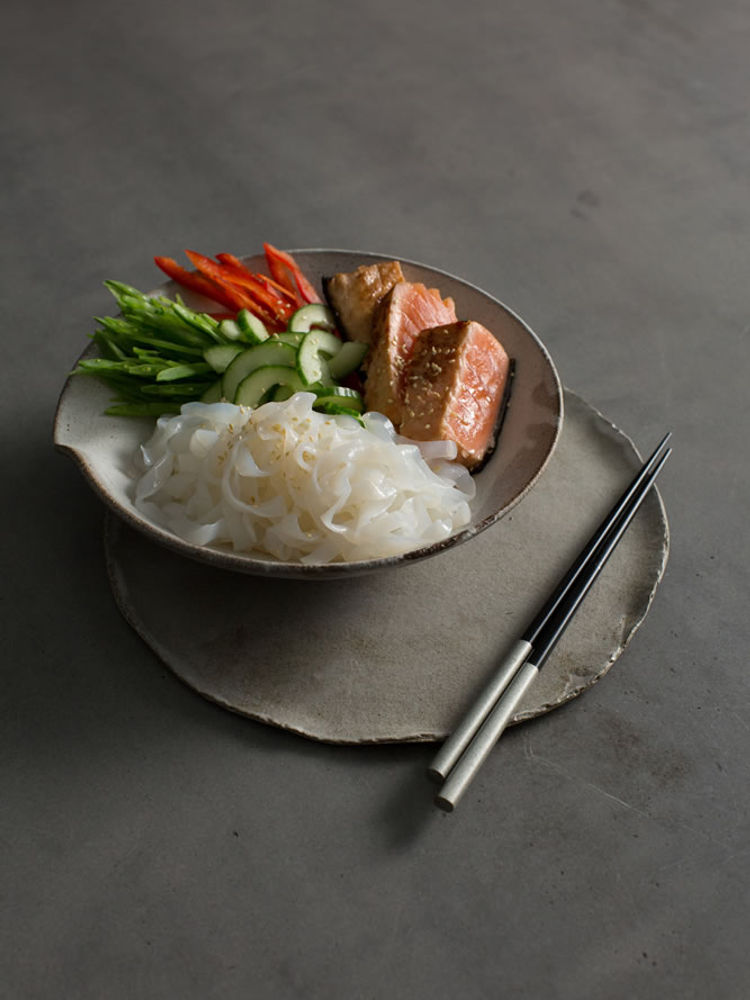 Sticky Salmon Super Lo-Cal Ribbon Noodle Salad