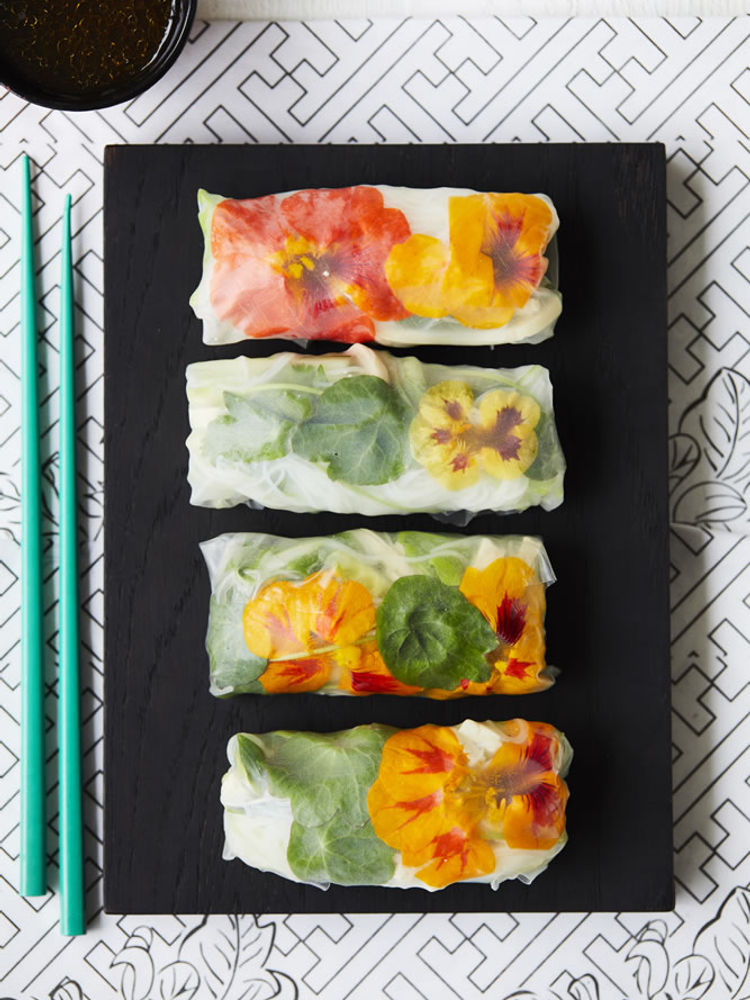 Vegan Rice Paper Rolls with Spring Florals