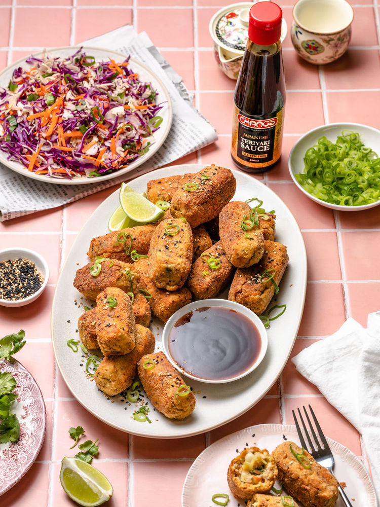 Cabbage and Pork Croquettes with Teriyaki Sauce