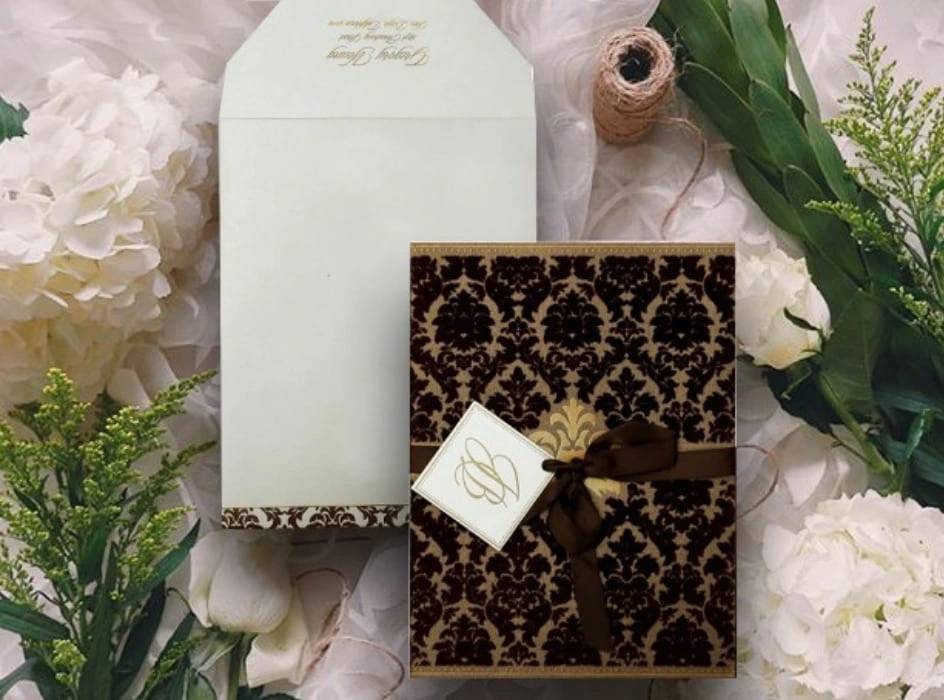 GOLD WINE RED SHIMMERY Wedding Invitations