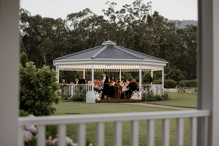 The pavilion at Saddle Ridge is perfect for intimate, outdoor wedding receptions.
