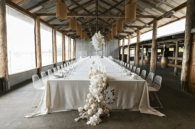 The barn at Yandina Station makes for a stunning historic reception space.