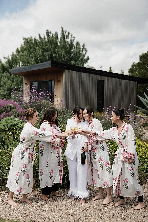 Cheers to marriage! Girls getting ready at this stunning Melbourne wedding venue
