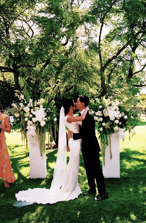 First kiss as husband and wife at this country NSW wedding ceremony