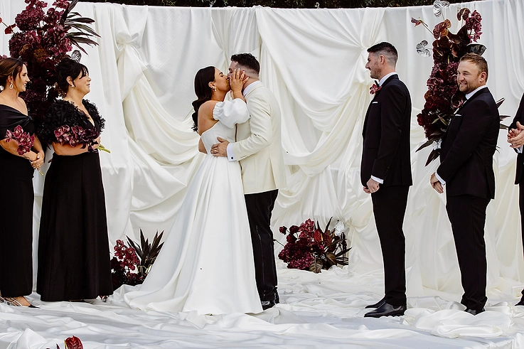 The elegant ceremony setup at Banksia Orange for Sarah and Dom