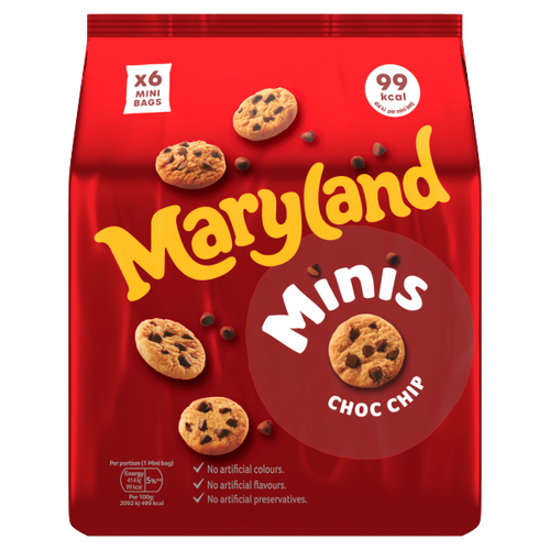 Maryland Minis Choc Chip Cookies 6 Mini Bags 118.8g