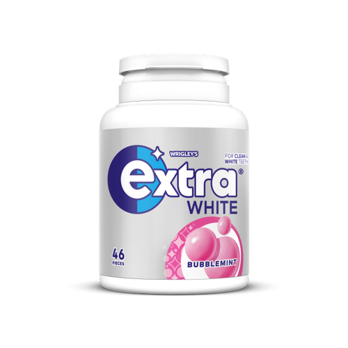 Extra White Bubblemint Chewing Gum Sugar Free Bottle 46 Pieces