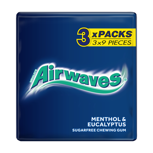 Airwaves Menthol & Eucalyptus Chewing Gum Sugar Free Multipack 3x12.6g