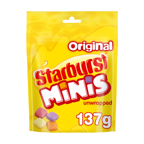 Starburst Minis Vegan Chewy Sweets Fruit Flavoured Pouch Bag 137g