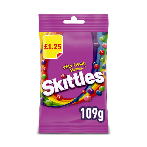 Skittles Vegan Chewy Sweets Wild Berry Fruit Flavoured Treat Bag PMP £1.25 109g