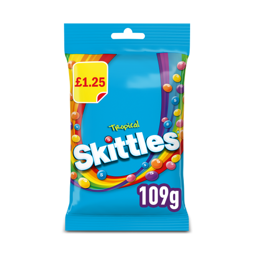 Skittles Vegan Chewy Sweets Tropical Fruit Flavoured Treat Bag PMP £1.25 109g