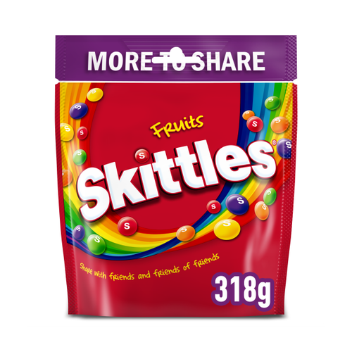 Skittles Vegan Chewy Sweets Fruit Flavoured Sharing Pouch Bag 318g