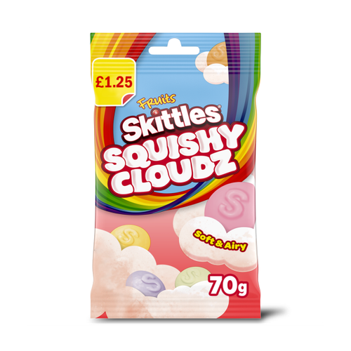 Skittles Squishy Cloudz Chewy Sweets Fruit Flavoured Sweets Treat Bag £1.25 PMP 70g