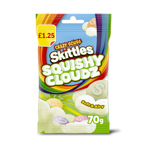 Skittles Squishy Cloudz Sour Sweets Fruit Flavoured Sweets Treat Bag £1.25 PMP 70g