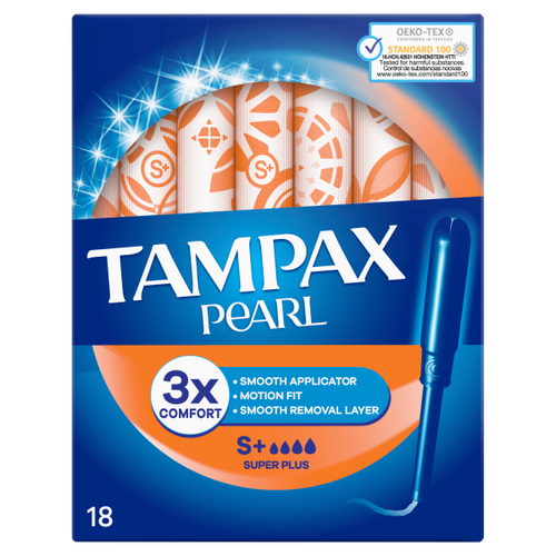 Tampax Pearl Super Plus Tampons With Applicator X 18