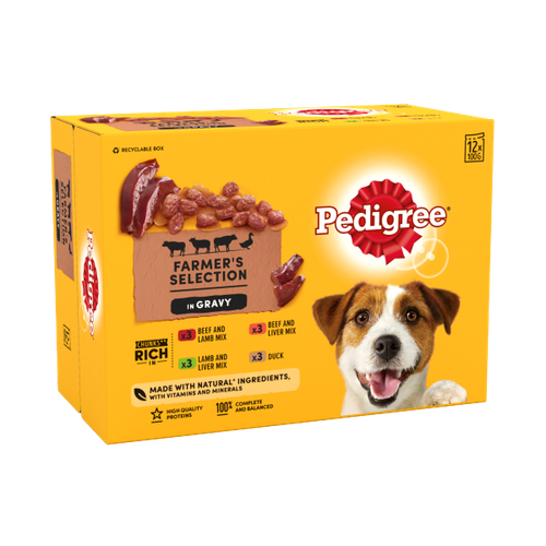 Pedigree Adult Wet Dog Food Pouches Mixed in Gravy 12 x 100g