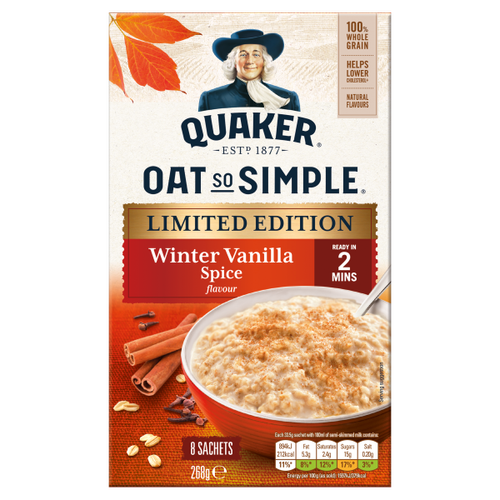 Quaker Oat So Simple Limited Edition Winter Vanilla Spice Porridge
