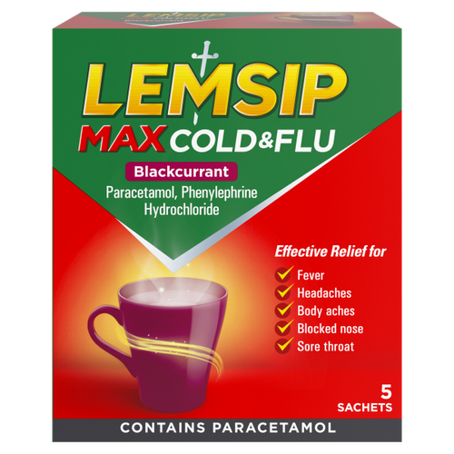 Lemsip Max Cold & Flu Blackcurrant 5 Sachets