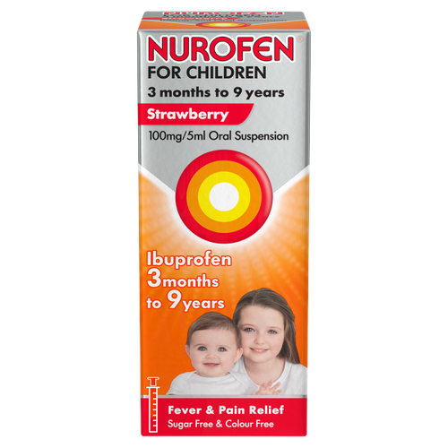 Nurofen for Children Strawberry Oral Suspension 3mths to 9yrs Ibuprofen 100ml