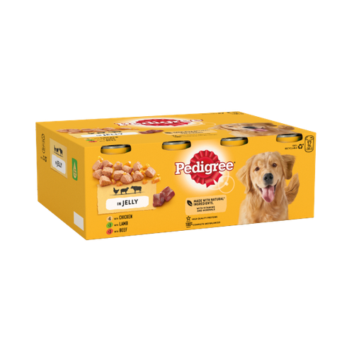 Pedigree Adult Wet Dog Food Tins Mixed in Jelly 12 x 385g