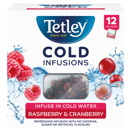 Tetley Cold Infusions Raspberry & Cranberry Tea Bags x12 - We Get Any Stock