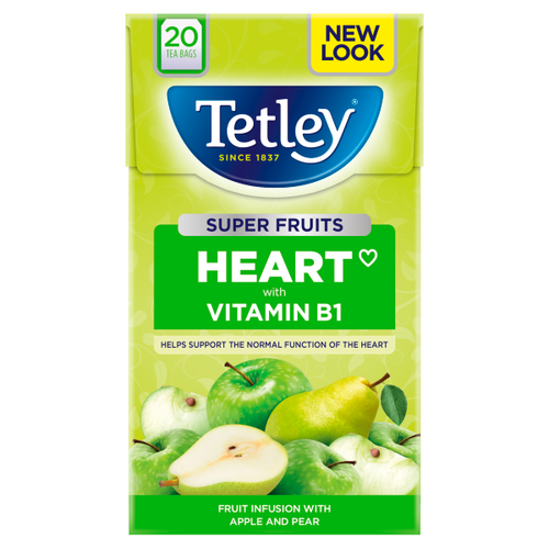 Tetley Super Fruits Heart Apple & Pear Tea Bags 20's