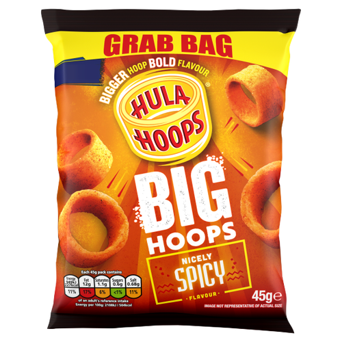 Hula Hoops Big Hoops Nicely Spicy Grab Bag Crisps 45g