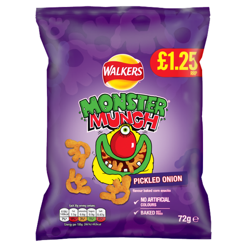 Walkers Monster Munch Pickled Onion Snacks £1.25 RRP PMP 72g