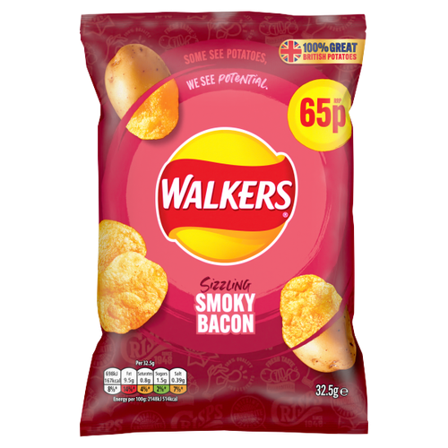 Walkers Smoky Bacon Crisps 65p RRP PMP 32.5g