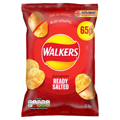 Walkers Ready Salted Crisps 65p RRP PMP 32.5g