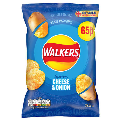 Walkers Cheese & Onion Crisps 65p RRP PMP 32.5g