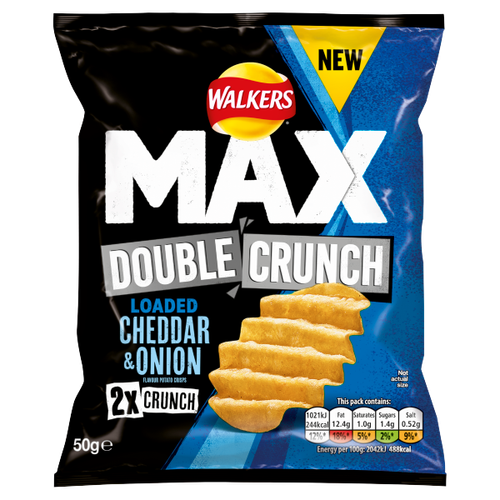 Walkers Max Double Crunch Loaded Cheddar & Onion Crisps 50g