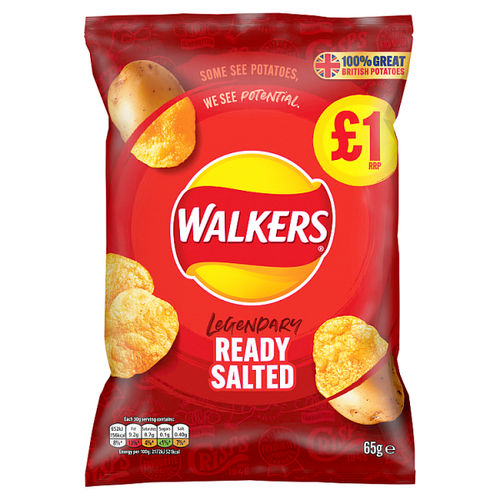 Walkers Ready Salted Crisps £1 RRP PMP 65g