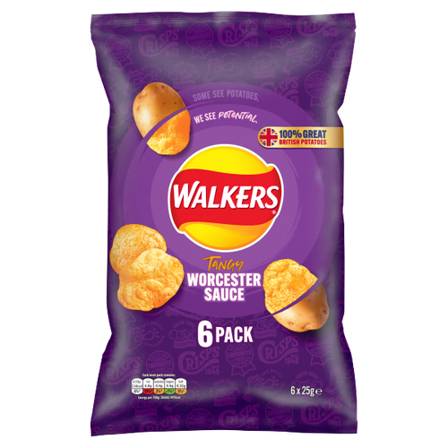 Walkers Worcester Sauce Multipack Crisps 6 x 25g