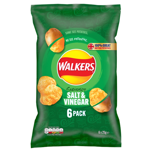 Walkers Salt & Vinegar Multipack Crisps 6x25g