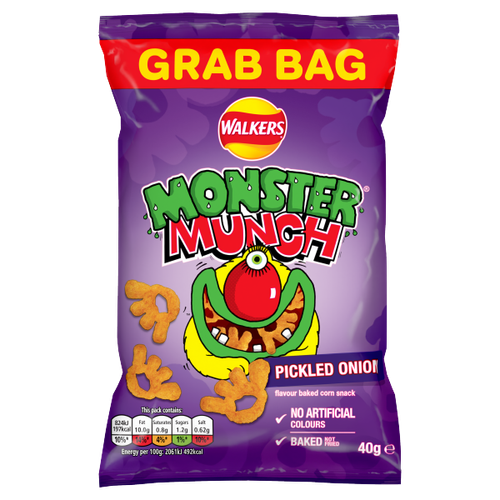 Walkers Monster Munch Pickled Onion Snacks Crisps 40g