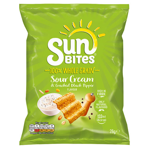 Sunbites Sour Cream & Cracked Black Pepper Snacks 28g