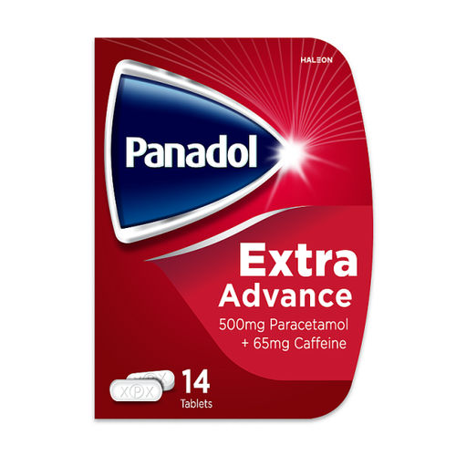 Panadol Extra Advance Pain Relief Tablets, 500mg Paracetamol Tablets with 65 mg Caffeine, Pack of 14