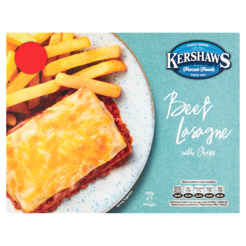 Kershaws Beef Lasagne with Chips 400g