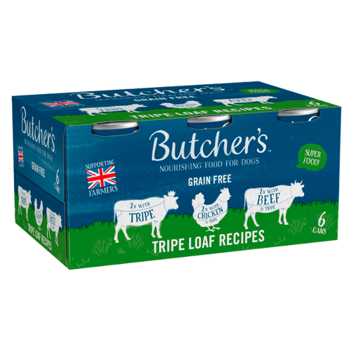 Butcher's Tripe Loaf Recipes Wet Dog Food Tins With Tripe, Chicken & Beef 400g